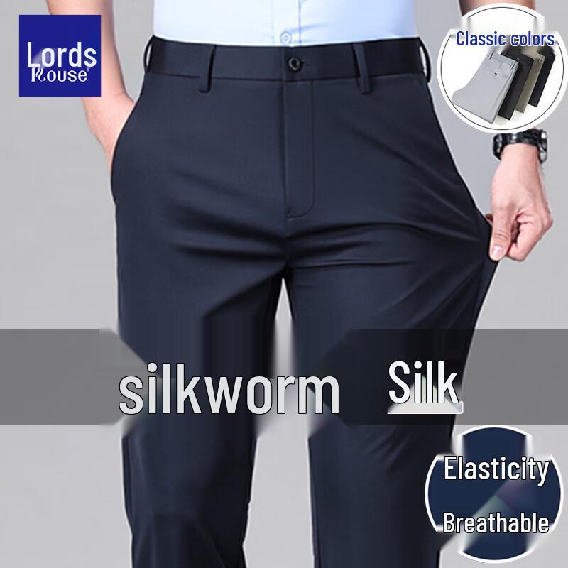 

Luoz Men s Silk-Blend Ice Silk Business Casual Summer Pants 38