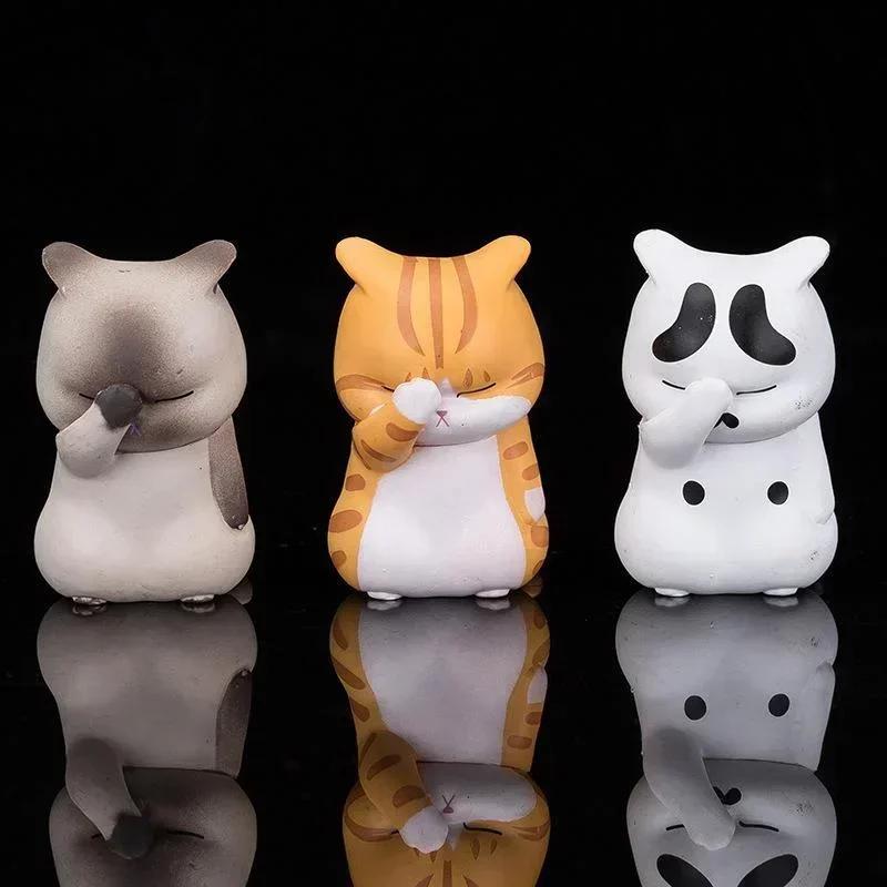 Home Creative Decor Crafts Pet Cat Figurine Model Toys Kawaii Distressful Kitten Cats Figure Mini Animals Ornament Kid Xmas Gift