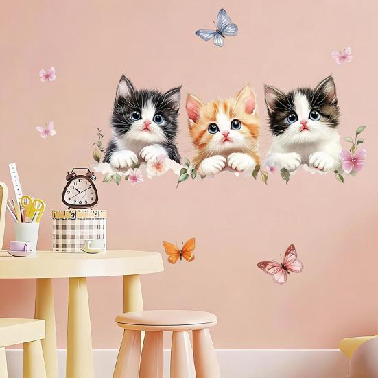 Cartoon Wall Stickers Cute Animals Wall Decal Elephant Bear Cat PVC Mural Art for Baby Nursery Kids Bedroom Playroom Classroom Wall