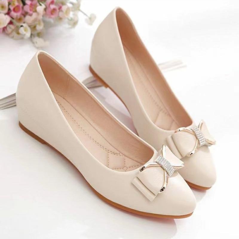 Shallow Doudou Single Shoes Women's Autumn New Flat-bottomed Women's Casual Pregnant Women's Non-slip Work Small Leather Shoes