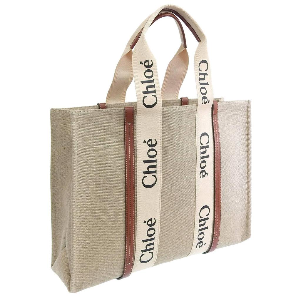 Chloe Large Tote White A4 Size Compatible Women's Bag, Brown, CHC22AS382I2690U, [Used]