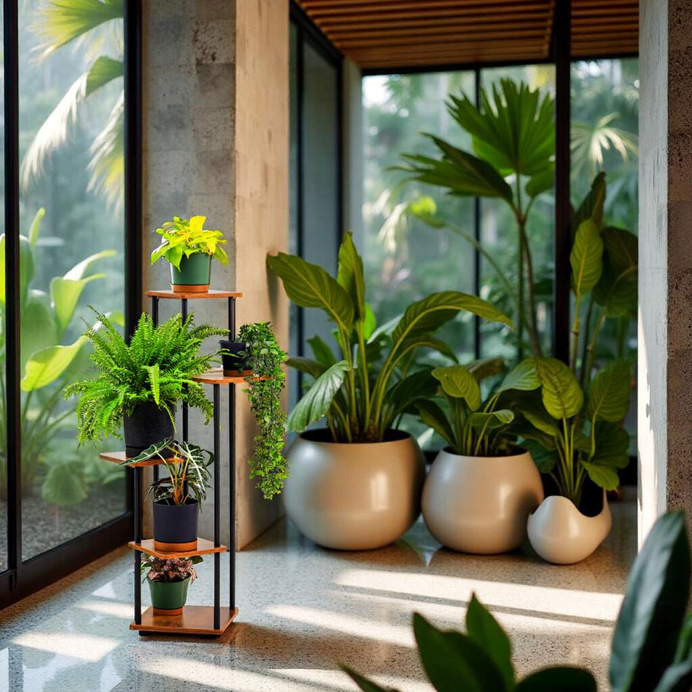 PALACE metal standing flower stand - black stand for 5 flowerpots