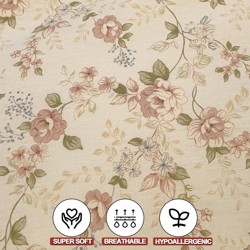 100% Cotton Luxury Floral Style Bedding Set 3 Piece, Duvet Cover Set 1 Duvet Cover 2 Pillowcase,Single/Double/200x200/220x240