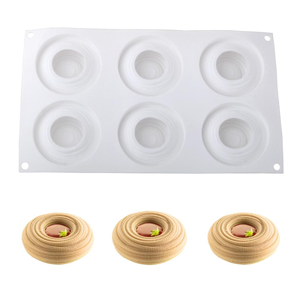 6-Cavity Concave Tornado-shaped Mousse Cake Mold French-style Western Pastry Baking Mold