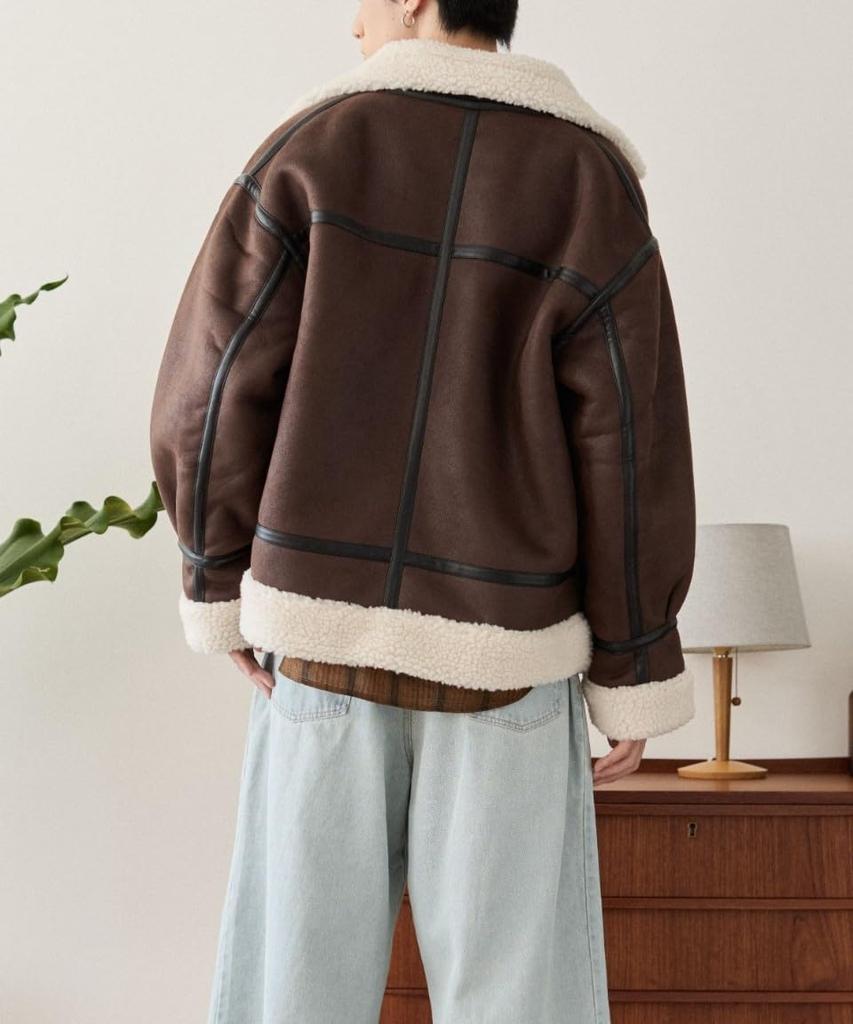 WEGO Cold Korean Loose Street Size Brown Men's B-3 Jacket, Unisex, Outerwear, Weather, Blouson, Boa, Style, Fall/Winter, Fit, Style, Gift, M,