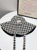 Plaid Bucket Hat Women'S Summer Wide Edge Lace-Up Big Brim Showing Face Small Sun Hat Sun Protection Hat Basin Hat