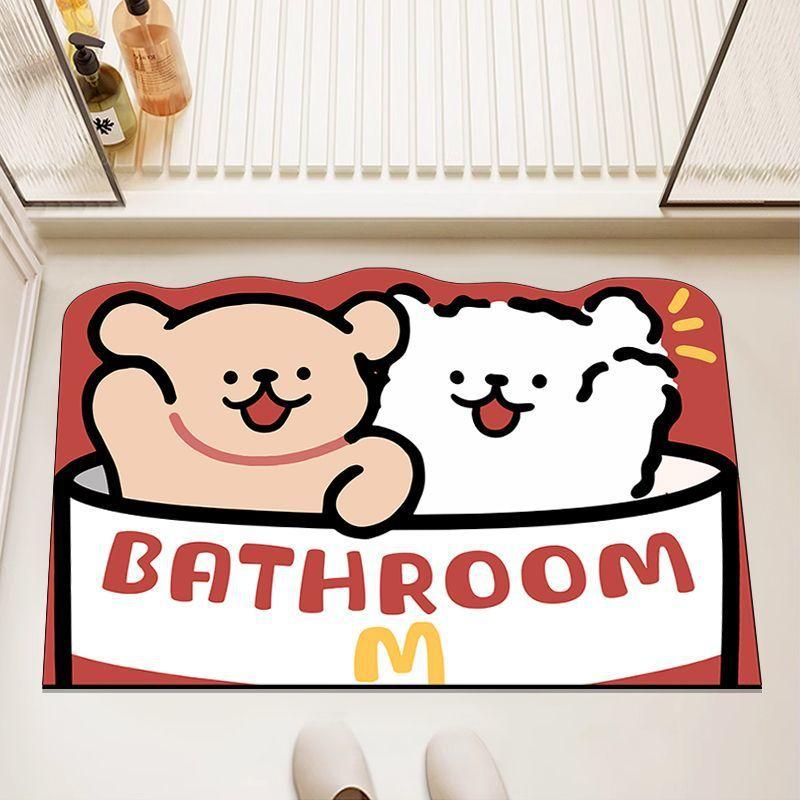 Line Puppy Diatom Mud Floor Mat Bathroom Water Absorption Quick-drying Foot Mat Bathroom Dirt-resistant and Easy To Handle Anti-slip Floor Mat