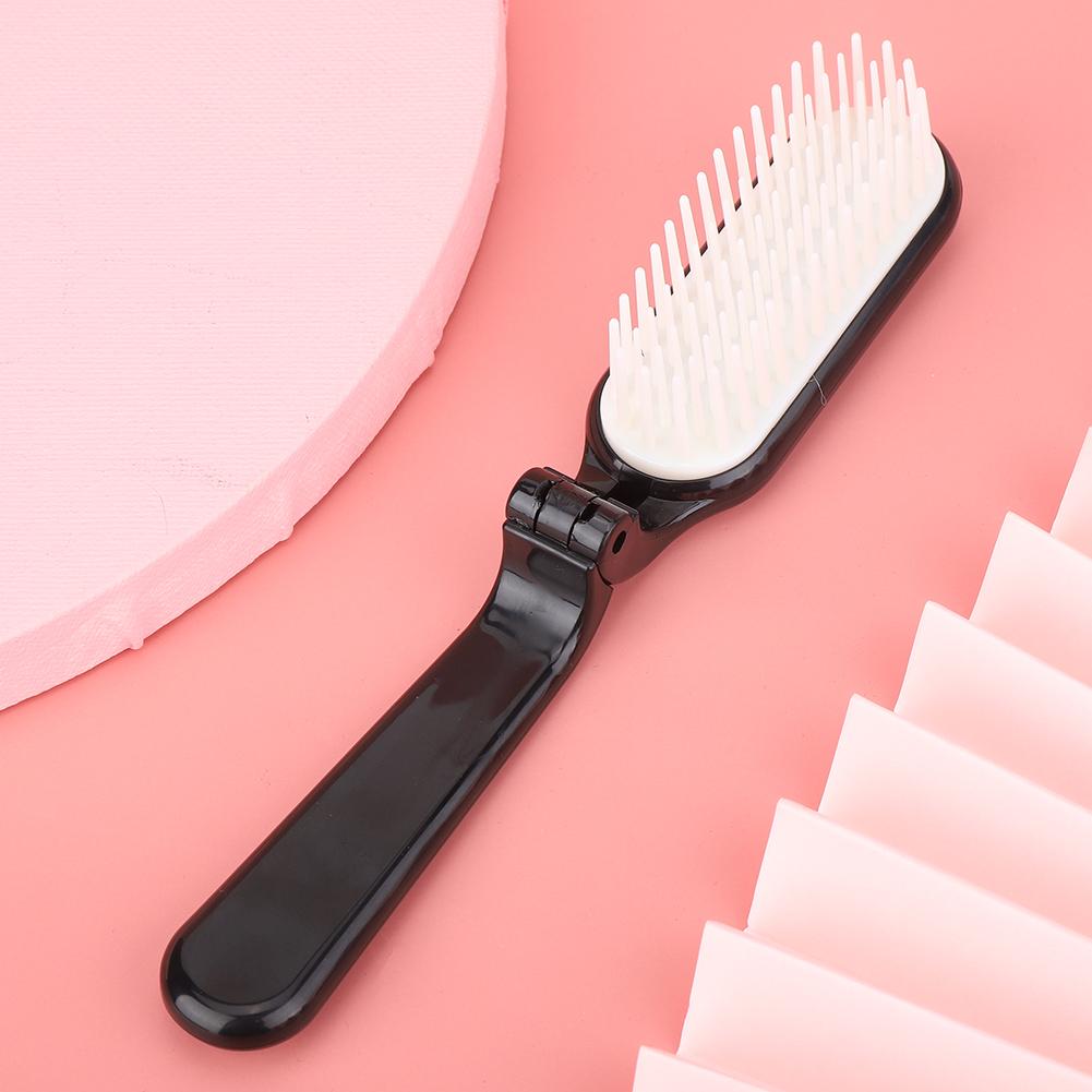 Taschenfalt Haarbürste Kamm Zusammenklappbar Reiseutensilien Kopfhautmassagekamm Schwarz StylingSchwarz