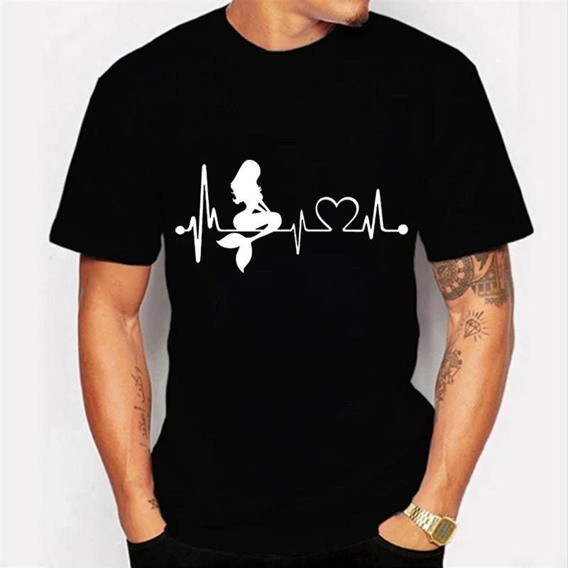 Mountain Bike Heartbeat Biking Graphics Mens T-shirts Summer Casual Short Sleeves BLACK Tshirt clothing Tees Oversized Camiseta
