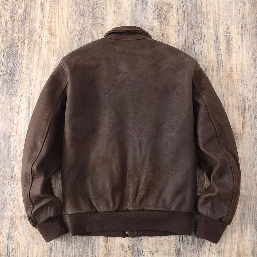 Heavy-washed retro and old A first-layer cowhide flight suit jacket for men without oily leather leather leather jacket for men