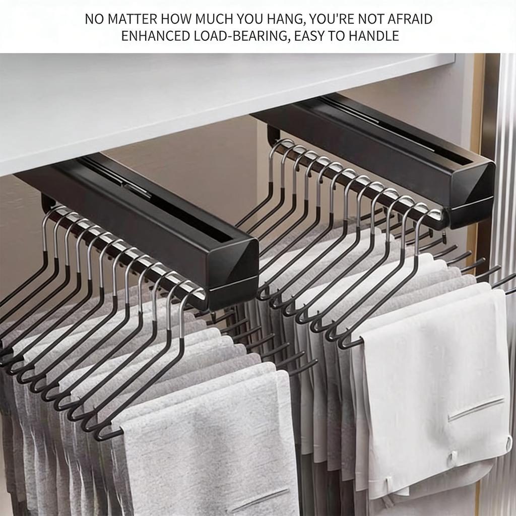 Metal Extendable Slide Rail Black Garment Rack For Space Efficient Storage Solution
