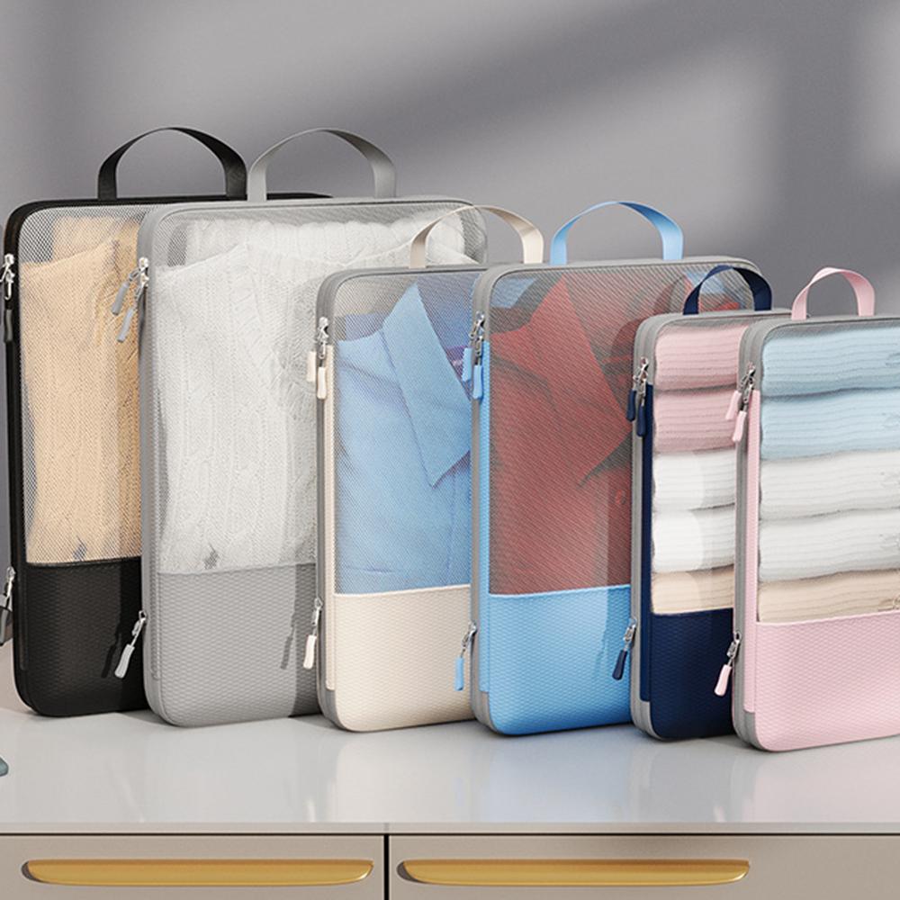 Folding Travel Clothes Storage Waterproof Bags Portable Luggage Organizer Pouch Packing Cube Lightweight Dustproof Journey Bag