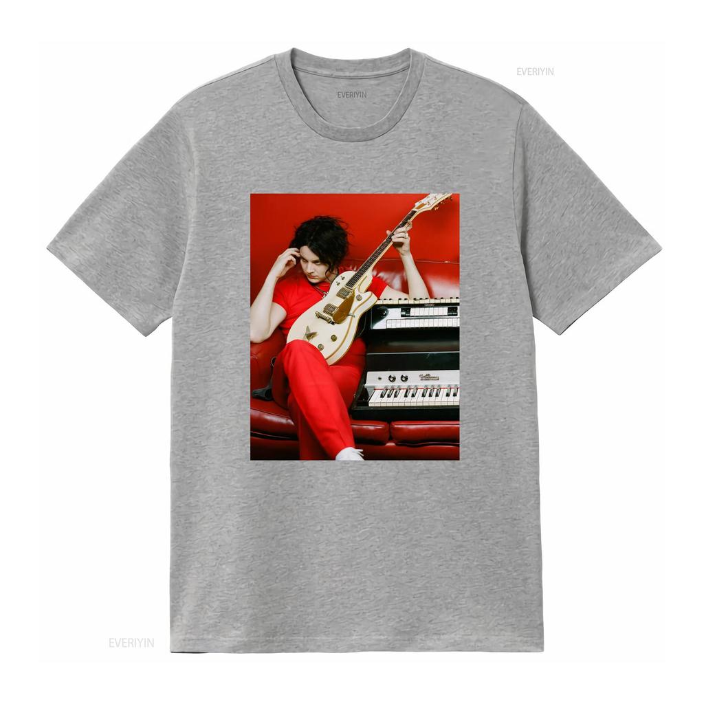 The White Stripes Jack Estética Ropa Retro Minimalista Camiseta Cumpleaños Música Rock para fans vintage Lavado Elástico hombre
