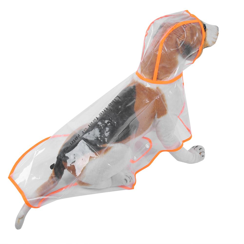 PU Transparent Orange Kante Haustier Wasserdicht Regenfest Kapuzenregenmantel Regenponcho Mantel Jacke Kleidung für Hunde Katzen