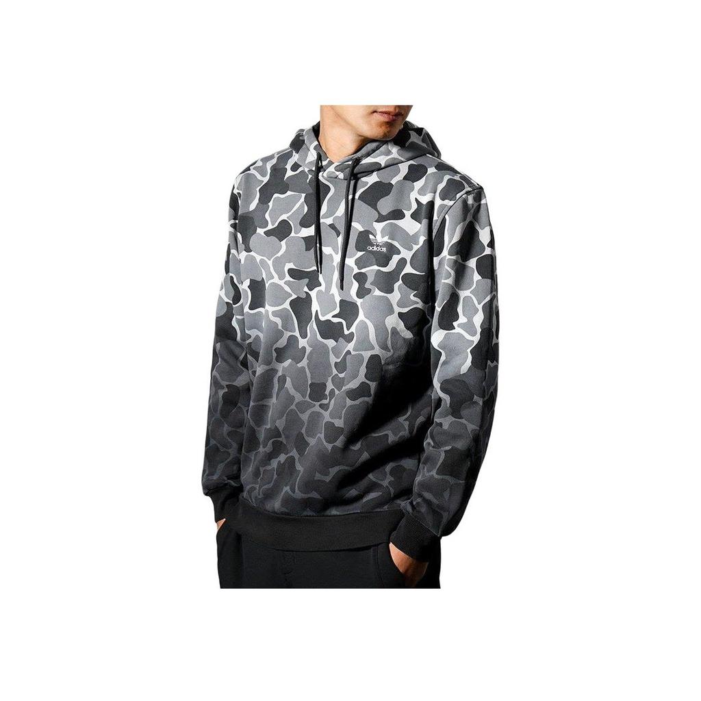 adidas Oryginalna bluza z kapturem z nadrukiem logo w kamuflażu gradientowym, z długim rękawem, męska, góra, czarno-biała DH4807