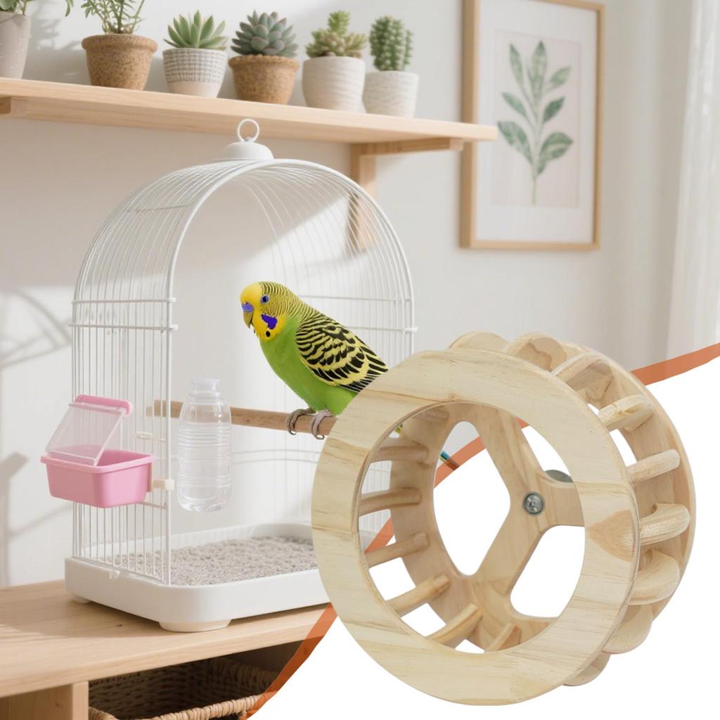 Parrot Perch Wooden Intelligence Enrichment Exercise Wheel Cockatiel Toys For Parakeet Cockatiel Conure Canary Lovebird African