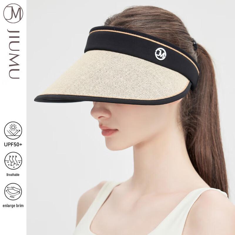JIUMU Women's Sun Protection Open-Top Straw Visor Hat CW106