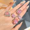 Open Ring High Carbon Argyll Pink Diamond Nest Micro Ice Cut Wedding Band For Women Light Luxury Romantic