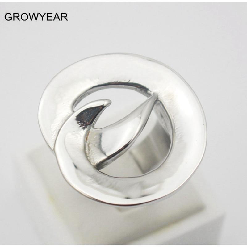 

Wide Silver Color Cocktail Ring Women Stainless Steel Punk Geometric Ring Jewelry Size 7 9 8 6 9