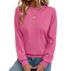 Solid Color Long Sleeve Hoodie Loose Pullover Round Neck Womens Sweatshirt
