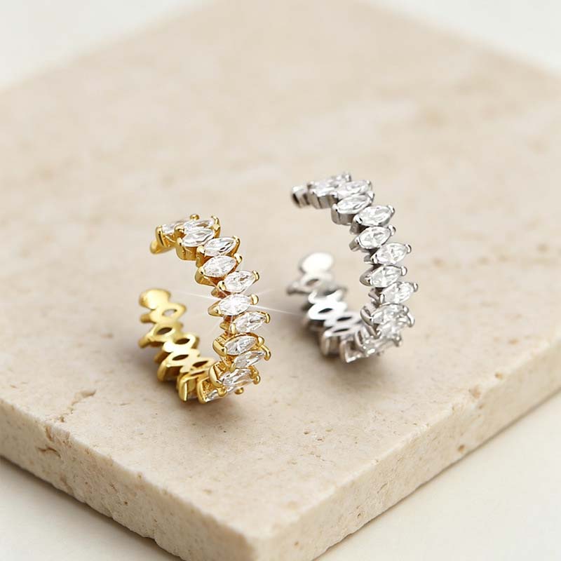 Fashion Zircon C-Shaped Ear Clip for Women Classic Gold Color Irregular No Piercing Ear Cuff Party Jewelry Gifts