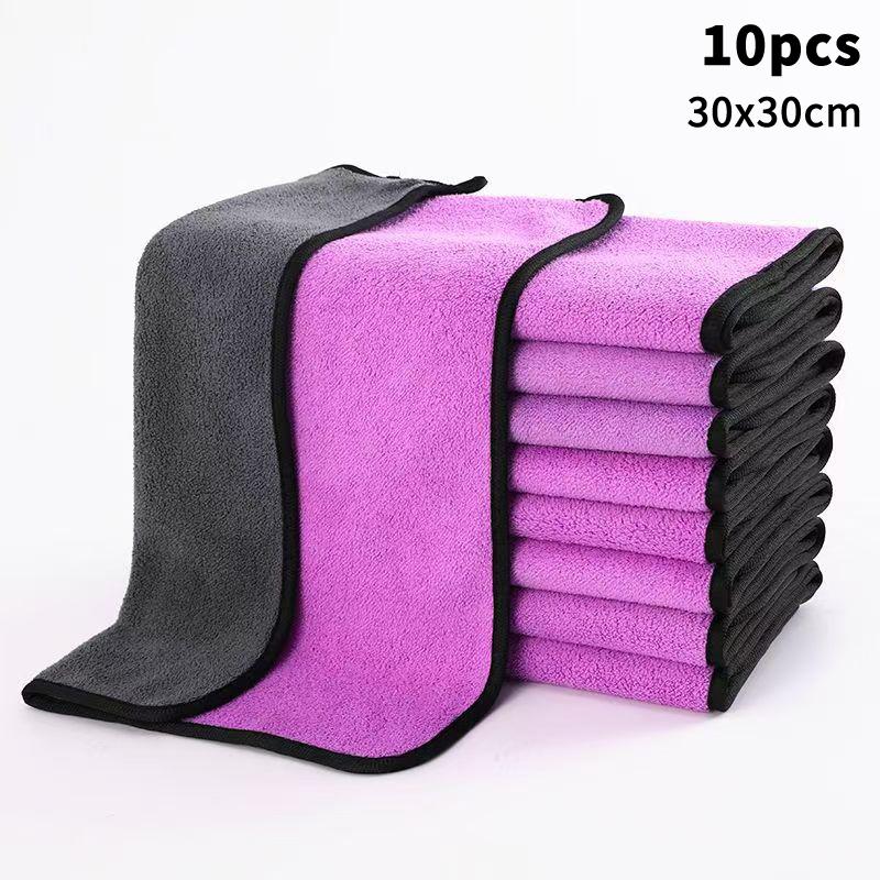 1/10 Stück Verdicktes Autowaschtuch Doppelseitige Mikrofaser-Reinigungstücher Auto-Fensterglas-Detailing Trockentücher