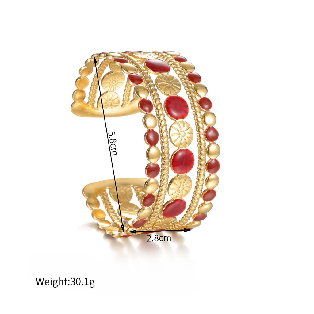 Atoztide Trendy Colored Wide Bracelet for Women Stainless Steel Adjustable Vintage Exaggerate Open Bangle Christmas Jewelry Gift