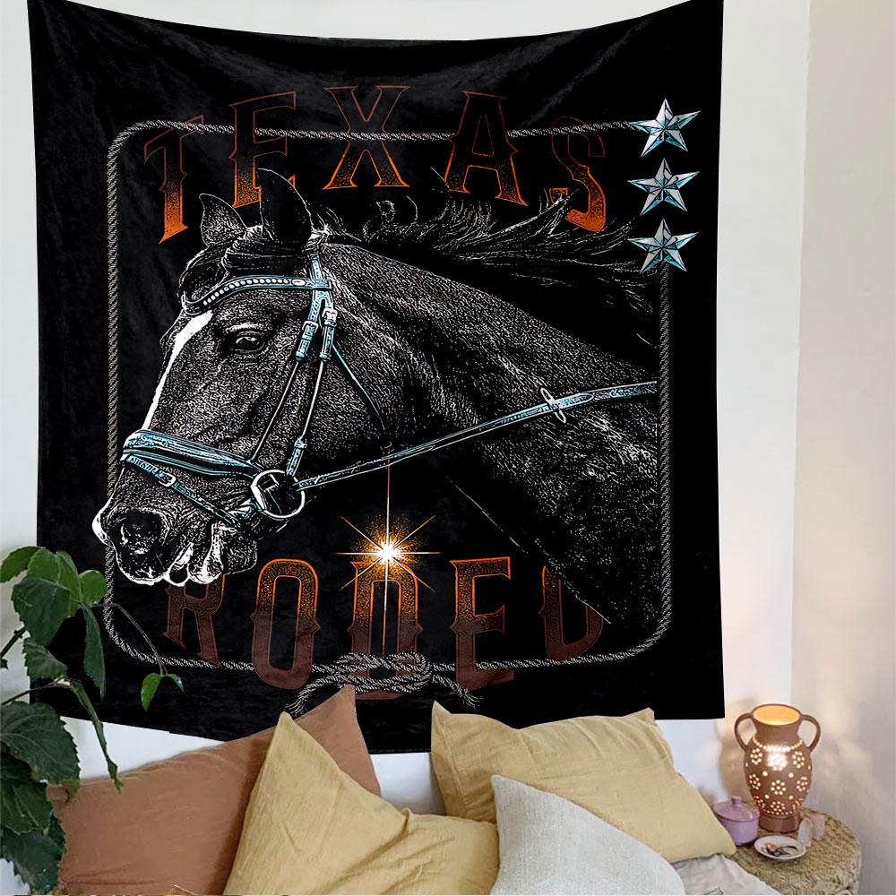 Texas Rodeo Tapestry Wall Hanging, Western Rodeo Event Poster Art, Wild West Wall Decor for Bedroom Living Room Dorm