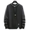 Men's American Fashion Loose Fit Round Neck Sweatshirt, Fake Two-Piece Long-Sleeve Top for Spring