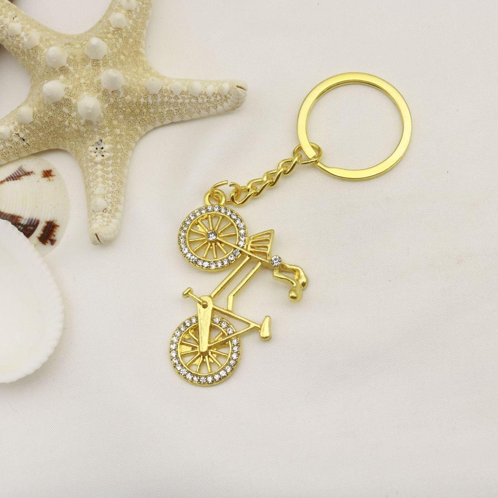 Elegant Rhinestone Bicycle Keychain Pendant