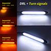 2×9.25" Universal Car LED Daytime Running Light Scan Waterproof Headlight Strip Sequential Flow Yellow Turn Signal White DRL Light