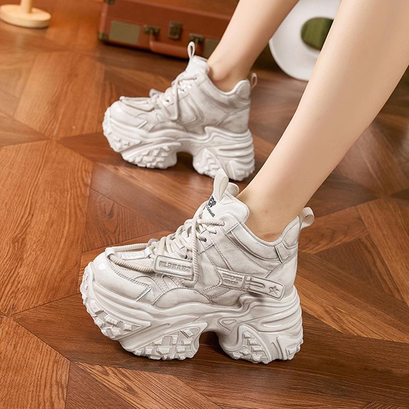 Fleece Dad Shoes Women's Winter Warm Thick-soled High-top Inner Heightening Women's Shoes Gel Polishing Retro Old Dirty Shoes