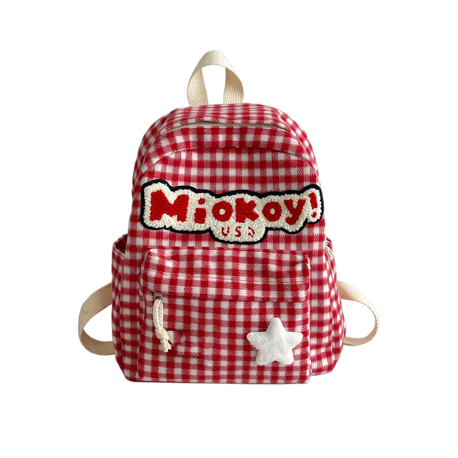 Large Capacity Red Plaid Backpack for Women and Men One Size красный