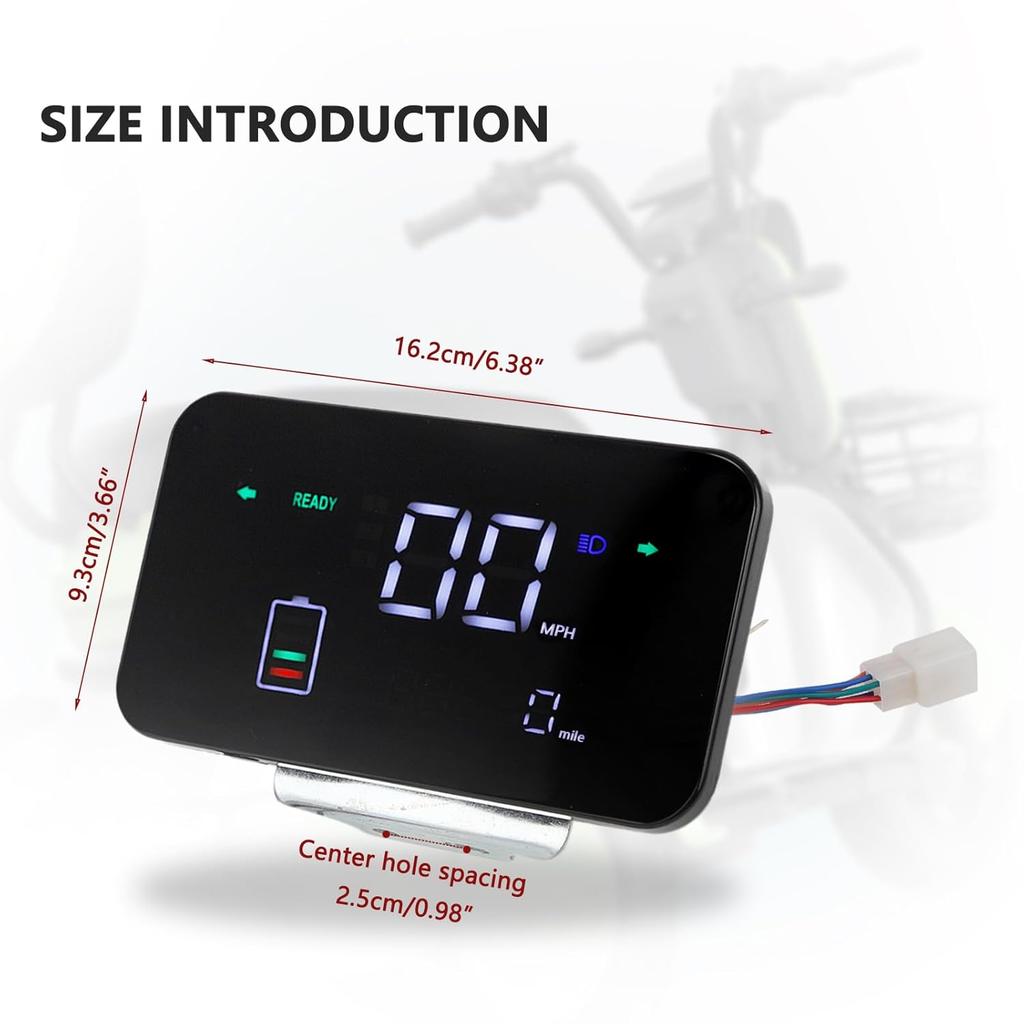 Minho 48V-72V Display Control Panel Digital Speedometer for Electric Scooter Bicycle E-Bike,Square Instrument