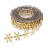 Christmas Glitter Snowflake Shape Lace Ribbons Golden Silver for Wedding Decor