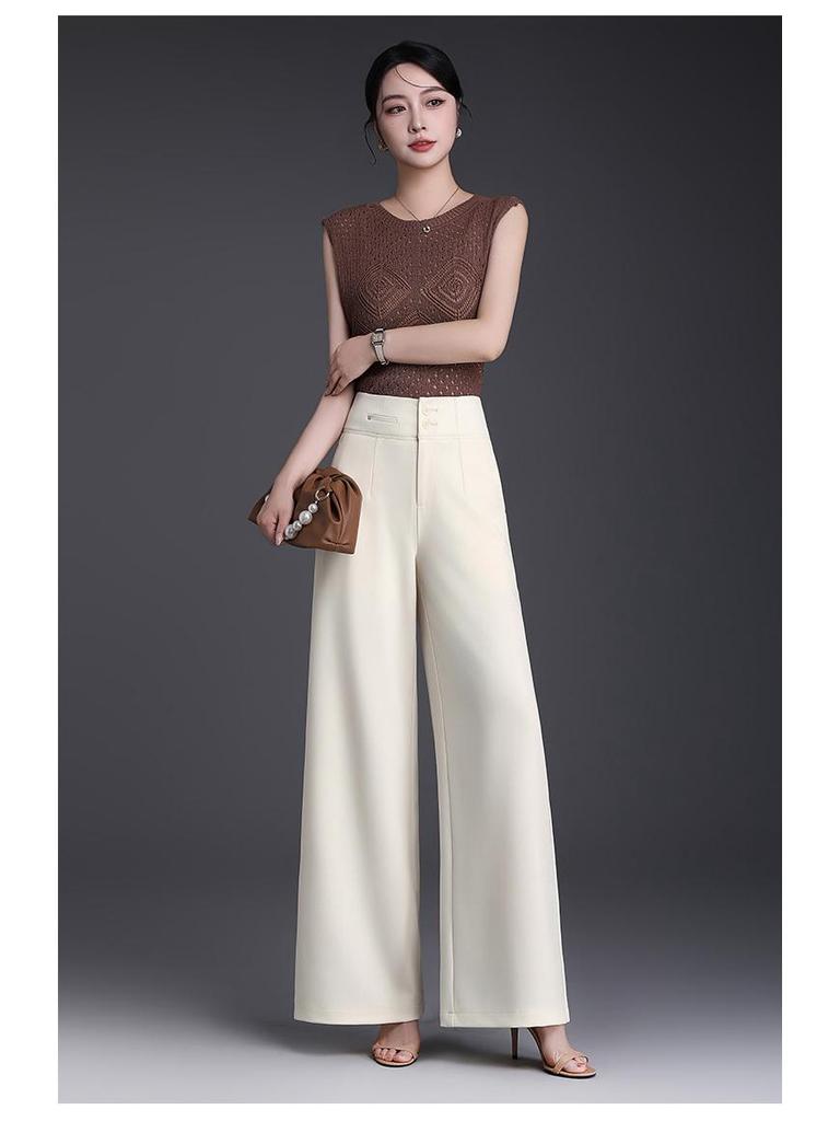 2026 Spring/Summer Women's Korean-Style High-Waisted Wide-Leg Chic Trousers