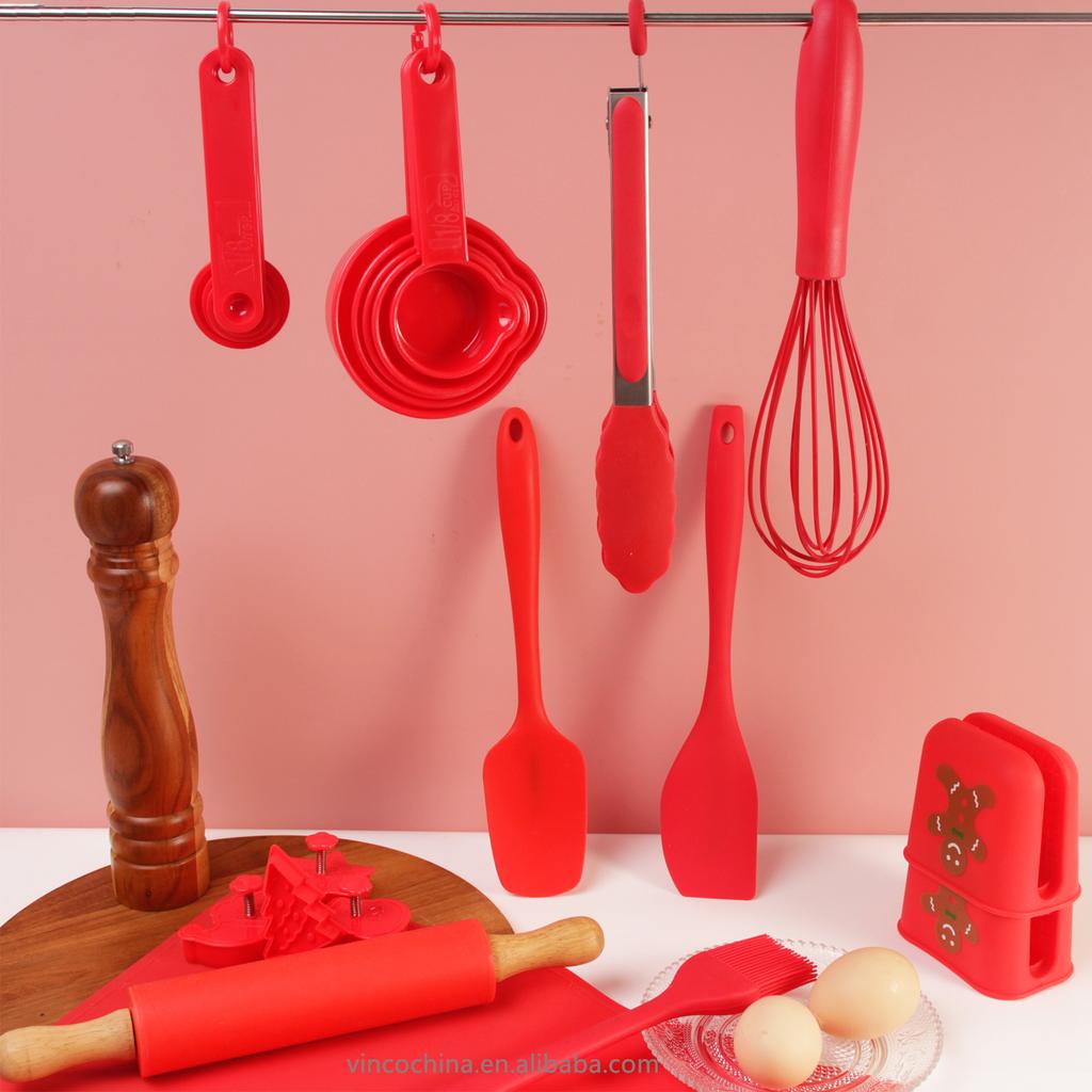Christmas 24PCS Kitchen Bakeware Set Measuring Spatula Whisk Silicone Mat Tong Baking Cake Tools and Accessories Bake Set