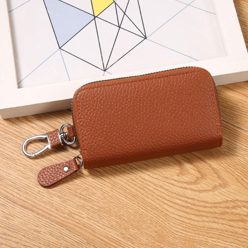 PU Leather Multifunctional Fashionable Simple Women's Key Bag Portable Anti-theft Zipper Home Key Bag