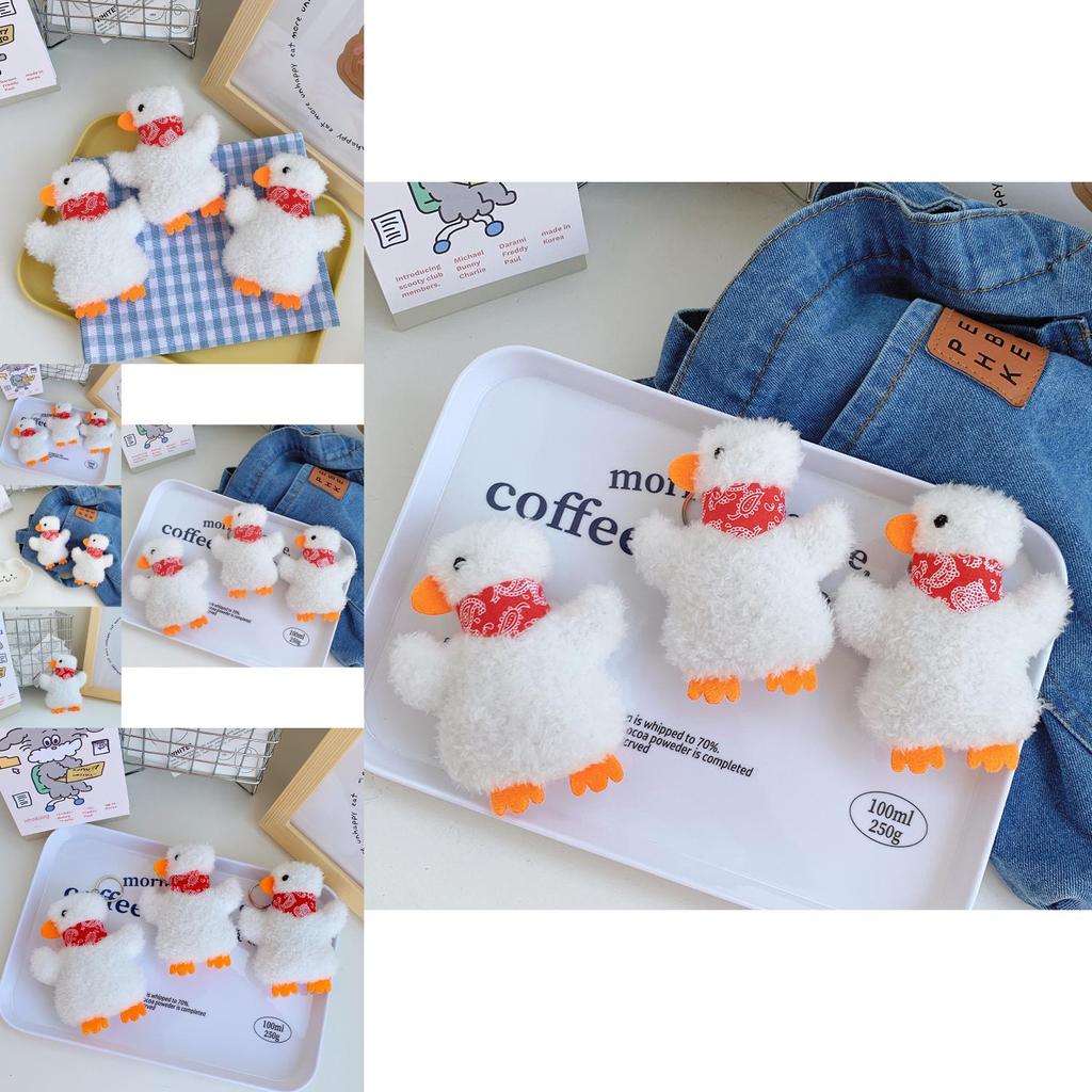 Adorable Duck Plush Toy With Scarf Creative Small-size Stuffed Animal For Bags And Keys