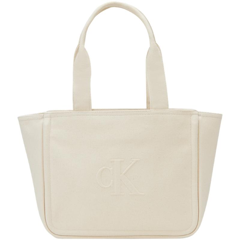 

Calvin Klein Ss25 Casual Commuter Minimalist Letter Portable Fabric Tote Bag Women Bags Ivory 4K3098G-V07 V07-Ivory White