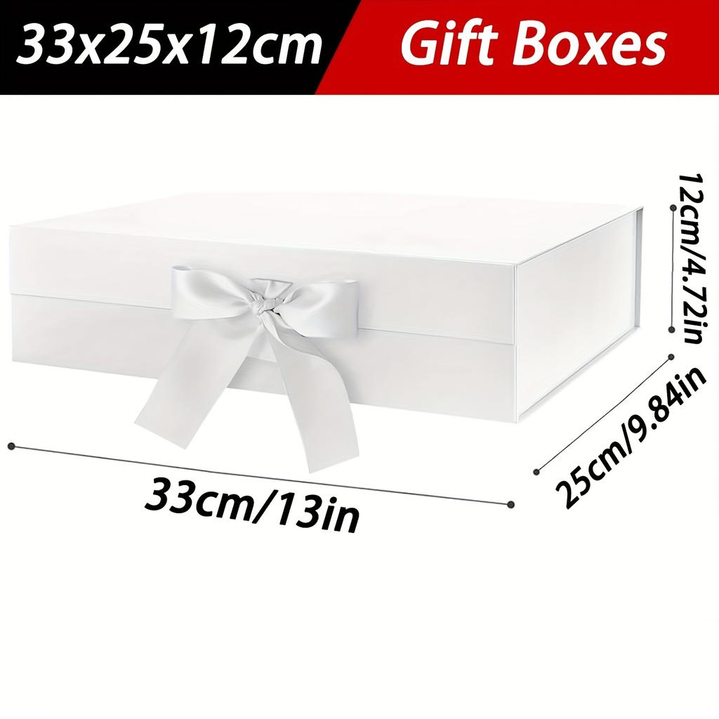 1pc Black Magnetic Gift Box with Lid, 33x25x12cm Large Gift Boxes for Bridesmaid Groomsman Proposal Boxes, Rectangle Present Box for Wedding, Birthday