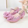 Eleganti Scarpe in Pelle da Bambina Primavera Autunno Scarpe da Principessa con Glitter per Matrimonio Moda Chic Papillon Bambino Casual Tacchi Alti