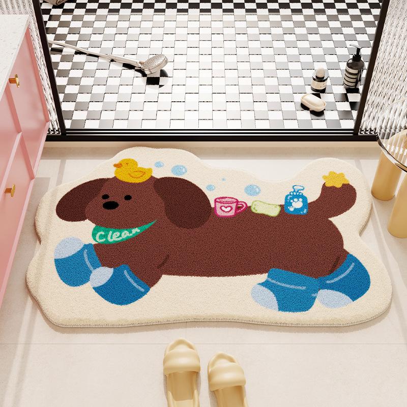 Imitation cashmere floor mat, anti slip mat, absorbent bathroom floor mat, dirt resistant and easy to maintain foot mat
