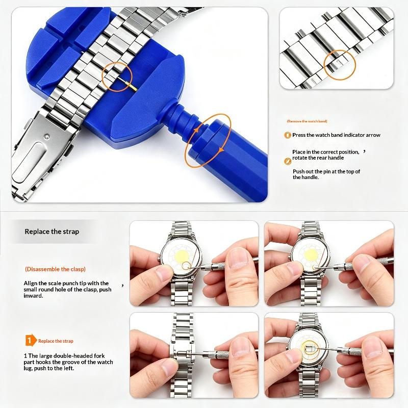DIY Watch Repair Tool Kit for Enthusiasts Durable Case Opener Band Link Remover Screwdriver Spring Bar for Custom Adjustment