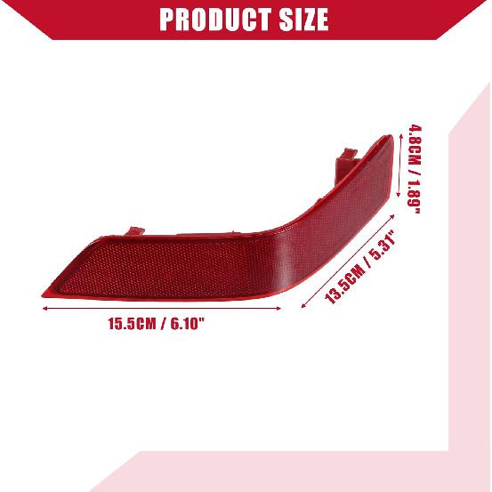 No.265656FV0B Bumper Reflector for Nissan Rogue 2016-2020 / Rear Left Light Reflector Cover Bumper/Durable Plastic / 1Pcs Red