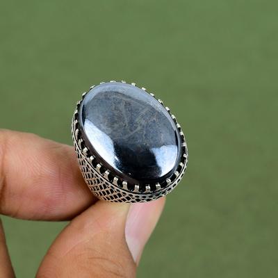 Shungite Ring 925 Sterling Silver Ring Handmade Jewelry Amazing Gemstone Ring Natural Shungite Jewelry Gifts For Him Available In Ring Size