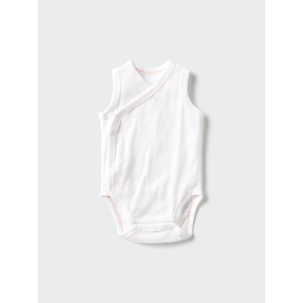 Uniqlo Japan Cotton Mesh Bodysuit Sleeveless Front Opening