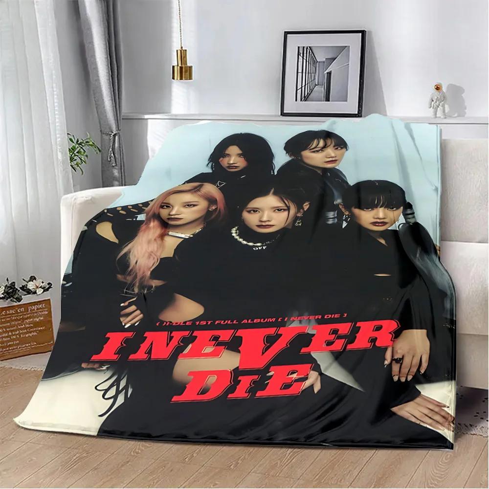 Kpop G I-Dle Printed Blanket Picnic Blankets Warm Blanket Soft And Comfortable Blanket Home Travel Birthday Gift