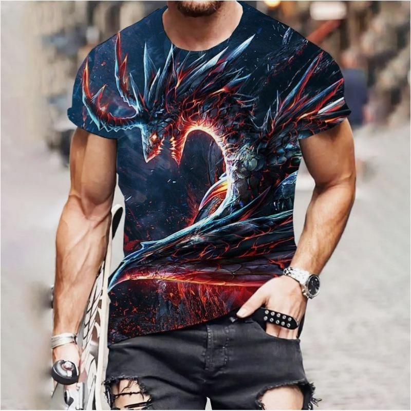 3D Dragon Phoenix Print T Shirt Cool Comfortable Round Neck Short Sleeve Summer Outdoor Casual Streetwear Stylish Athletic Top