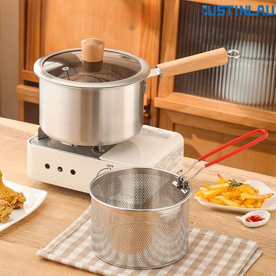JUSTNLAU Wok-Pfanne 304 Edelstahl Kochgeschirr Edelstahl-Bratpfanne Kochtopf Gusseisen-Kochgeschirr Küchen-Kochtopf
